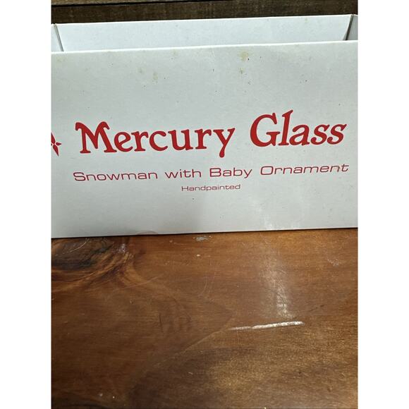 Vintage Dept 56 Snowman With Baby Handpainted Mercury Glass Ornament 7" -box - Picture 5 of 5